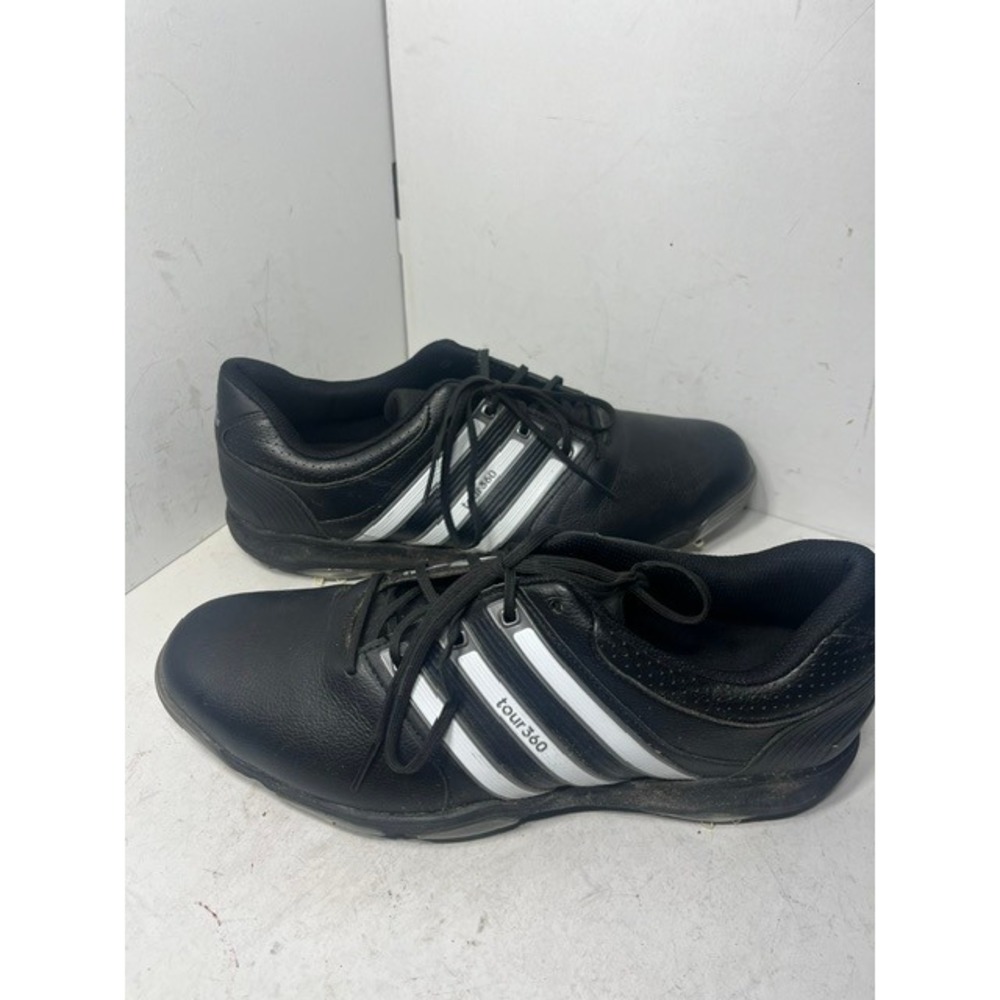 Adidas Tour360 Mens Golf Shoes Black White Spiked Q47032 Size 11 - Picture 4 of 8